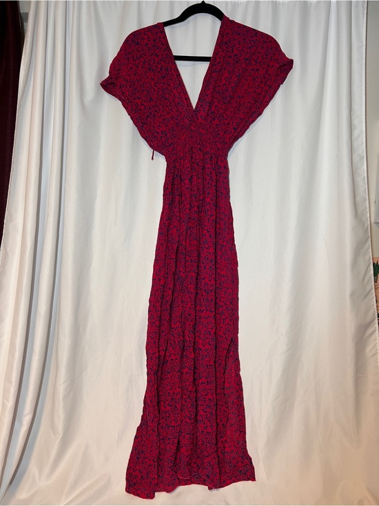 balifus Dresses & Skirts - Bali Deep V Red and Black Floral Maxi Dress
